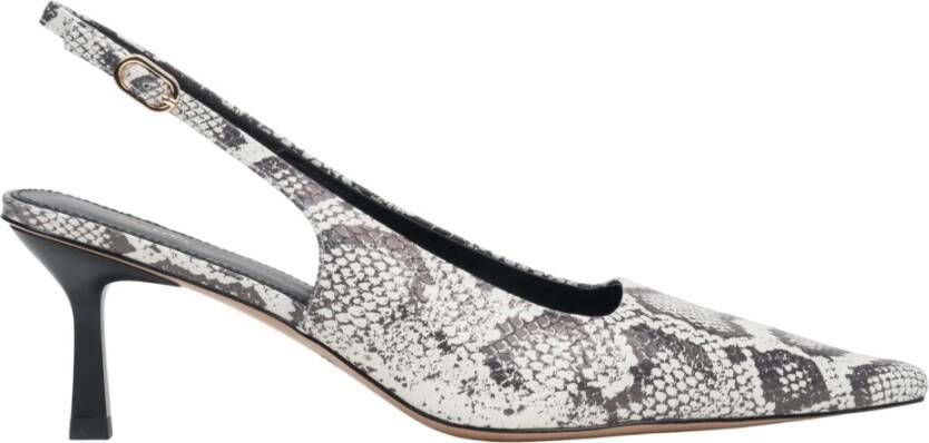 Estro Zwarte en grijze leren slingback pumps met dierenprint voor vrouwen