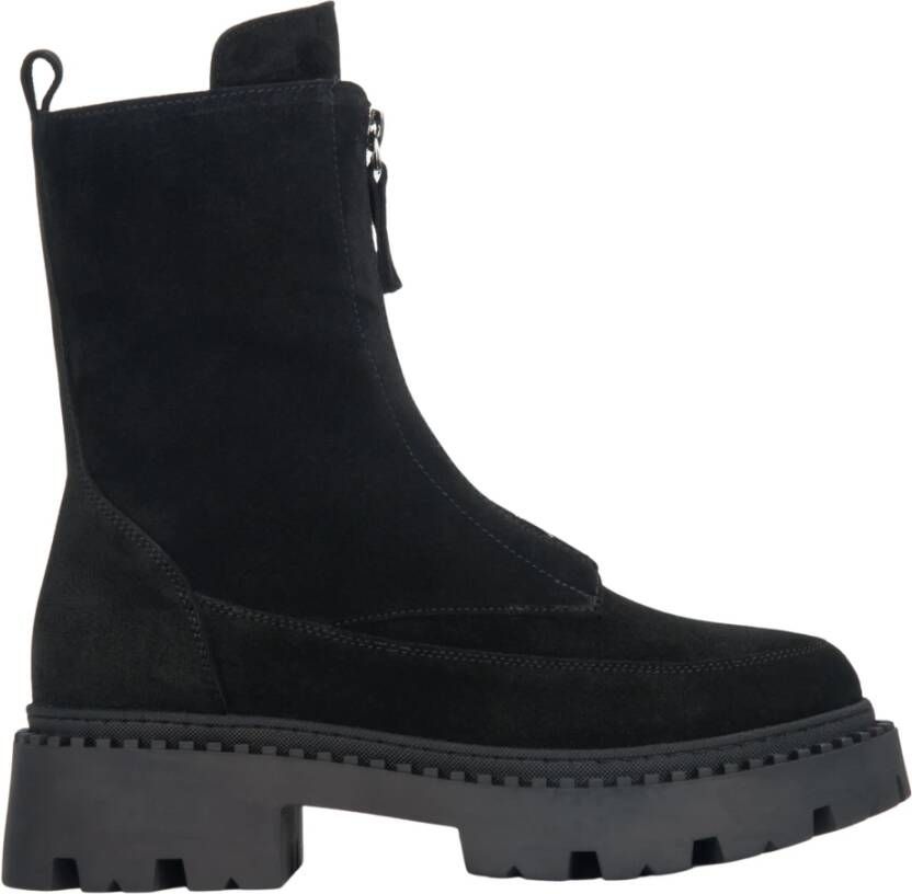 Estro Zwarte enkellaarsjes voor dames gemaakt van Italiaans echt velours met lichte isolatie - Foto 2