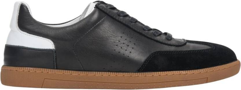 Estro Zwarte herensneakers gemaakt van echt leer en velours