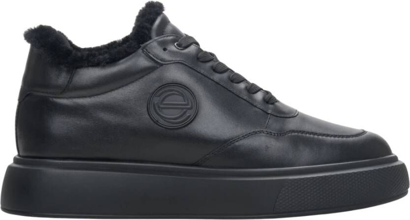 Estro Zwarte Hoge Winter Sneakers voor Dames met Leer en Bont
