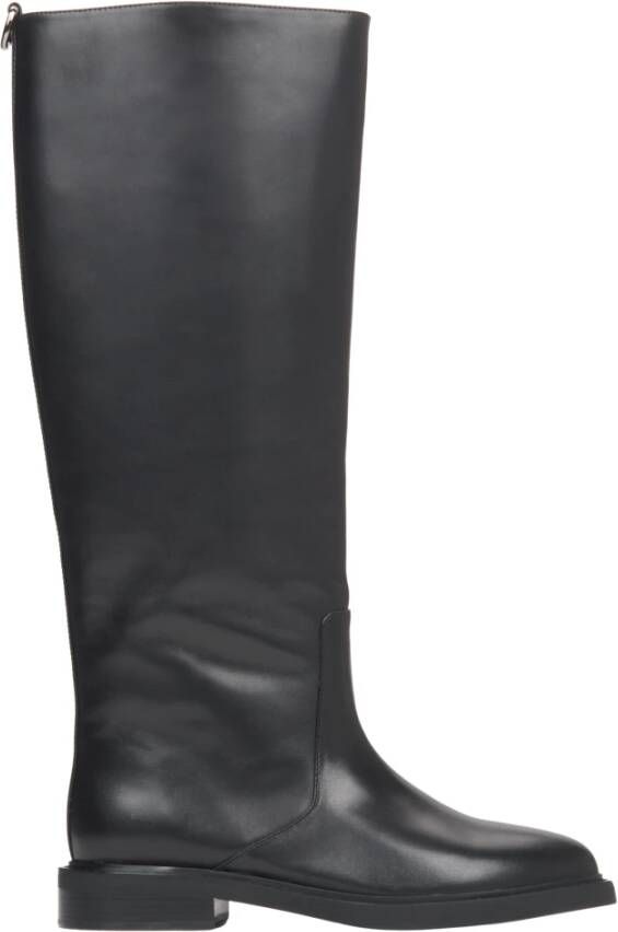 Estro Zwarte kniehoge laarzen voor dames met brede schacht Black Dames