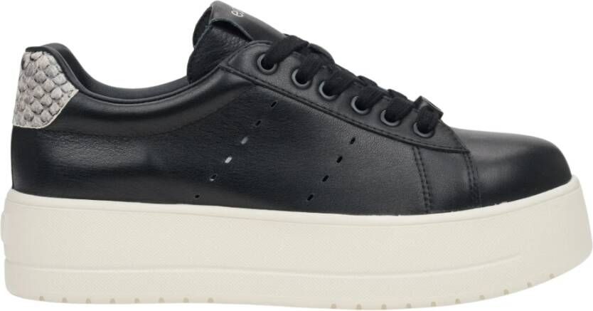 Estro Zwarte leren low-top sneakers met chunky zool