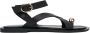 Estro Zwarte leren sandalen met bandjes en teenring - Thumbnail 1