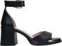Estro Zwarte leren sandalen met blokhak - Thumbnail 1