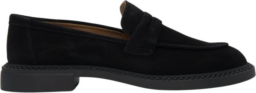 Estro Zwarte Penny Loafers voor dames gemaakt van Italiaans echt velours