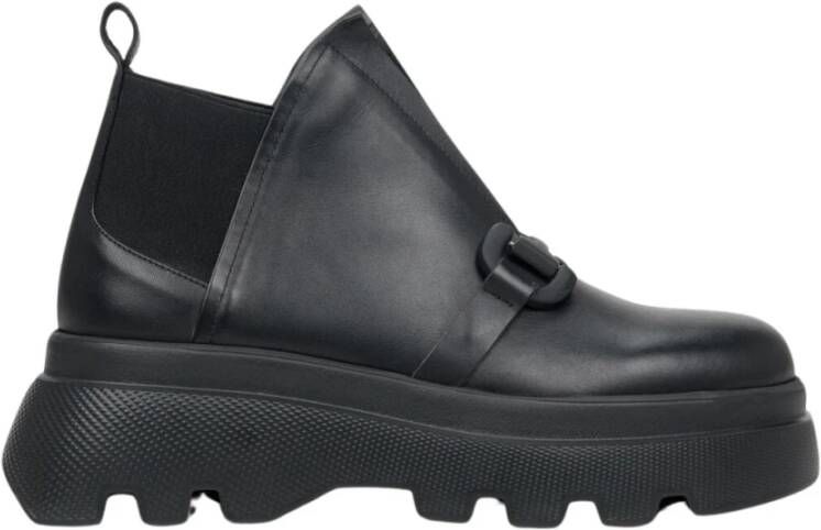 Estro Zwarte Platformlaarzen voor Dames met een Gesp Er00112029 Black Dames