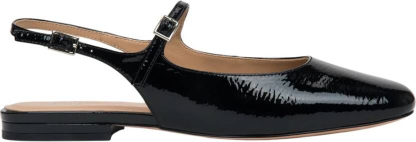 Estro Zwarte Slingback Ballerina`s van Lakleer