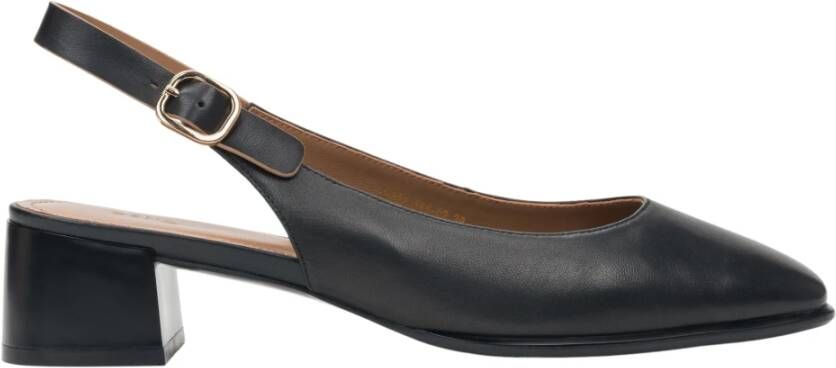 Estro Zwarte Slingback Pumps met Lage Hak
