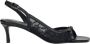 Estro Zwarte slingback sandalen met hak en decoratieve kant voor vrouwen - Thumbnail 1