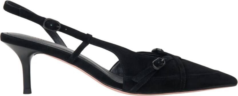 Estro Zwarte Velours Slingbacks Met Lage Hakken Voor Vrouwen