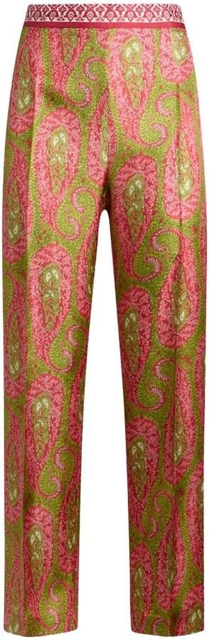 Etro Bootcut broek met geplaatste Paisley Foliage print