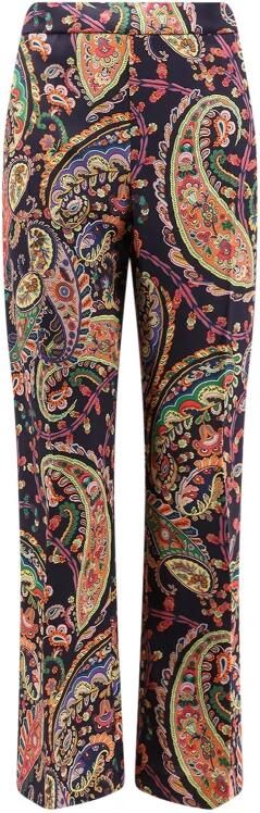 Etro Stretch Cady Bootcut broek met bloe paisleymotief