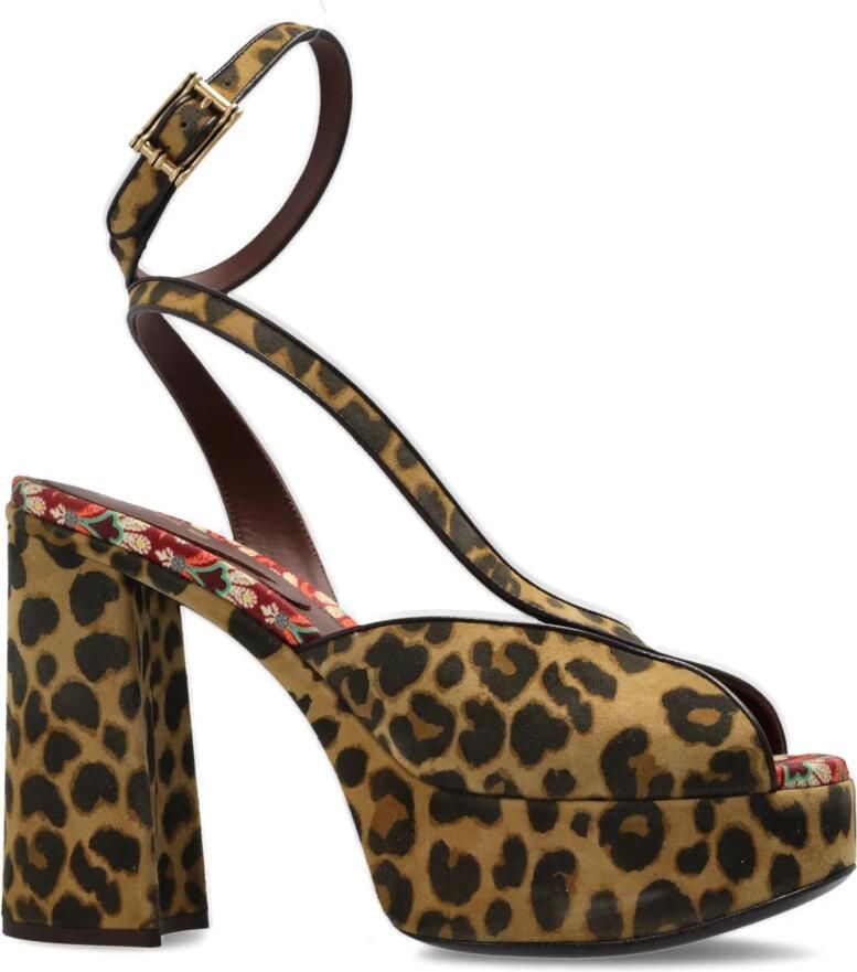 Etro Suède Plateausandalen met Dierenmotief