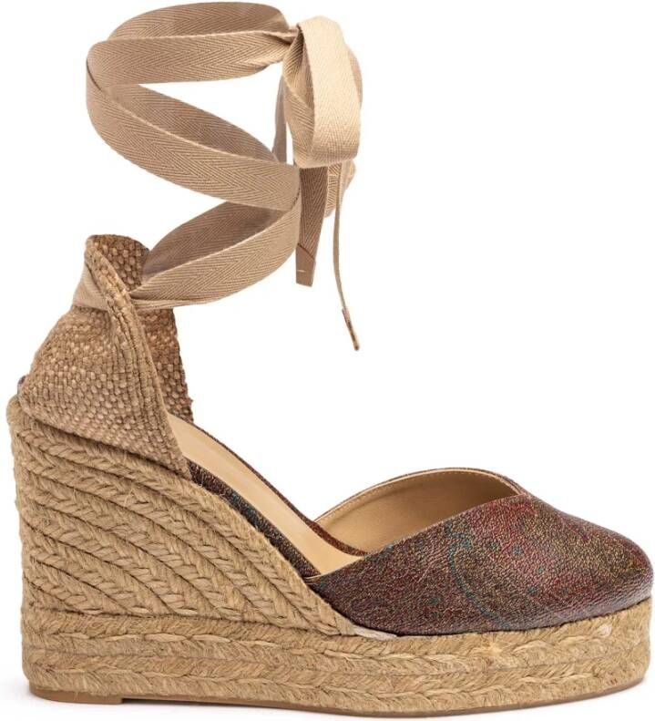 Etro Multicolor Espadrilles met Sleehak en Enkelbandjes