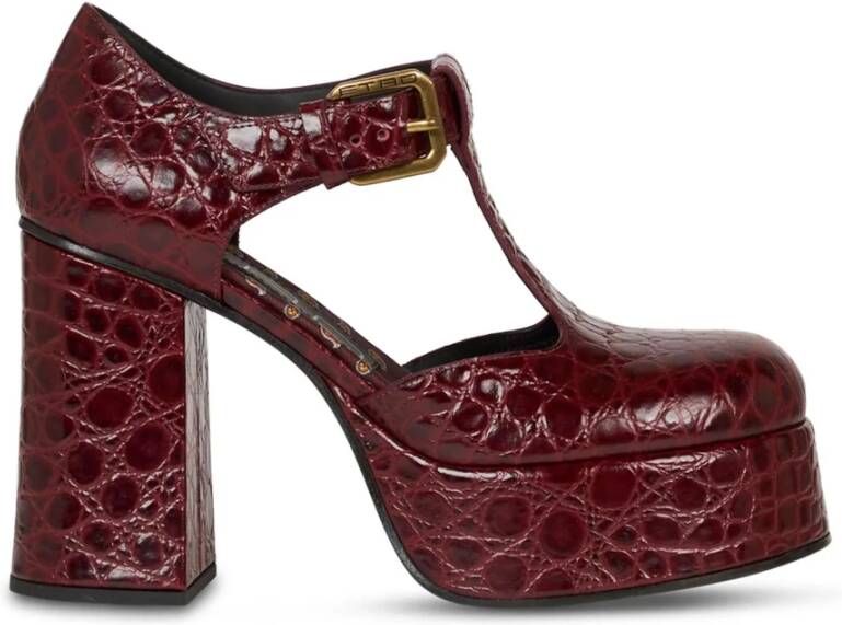 Etro Paarse Krokodil-Effect Hoge Hak Pumps