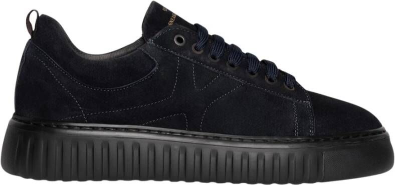 Exton Blauwe Suède Veterschoenen