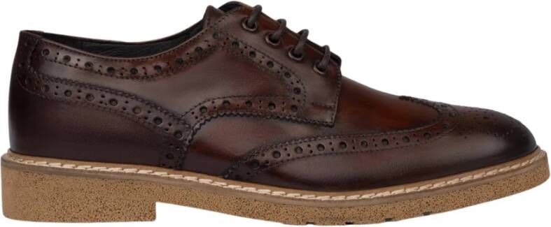 Exton Bruine leren Brogue Derby schoenen