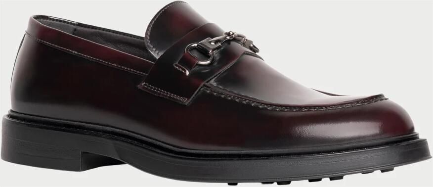 Exton Bordeaux Leren Loafers met Gesp