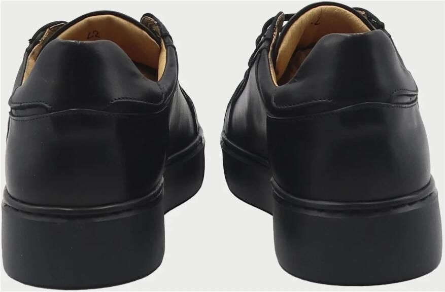 Exton Zwarte Leren Sneakers met Rubberen Zool