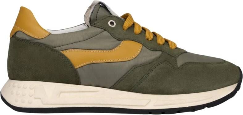 Exton Groene Suède en Technische Stof Sneakers