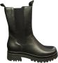 Exton Zwarte leren instap enkellaarzen Black Dames - Thumbnail 1