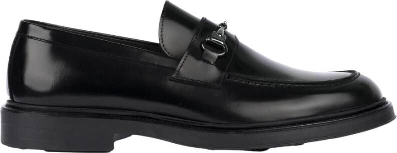 Exton Zwarte leren loafers met gesp