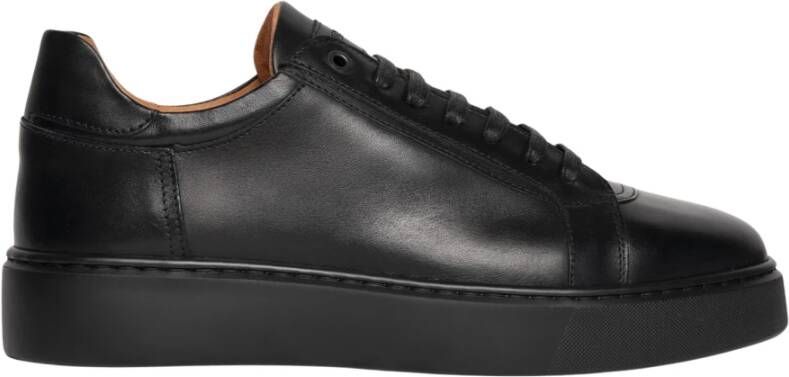 Exton Zwarte Leren Sneakers met Rubberen Zool