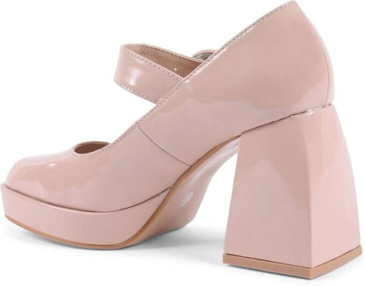 19v69 Italia Nude Mary Jane Chunky Heel Pumps