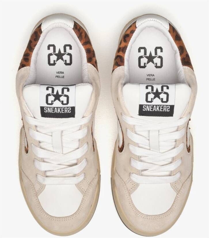 2Star Bruine leren sneakers met suède details