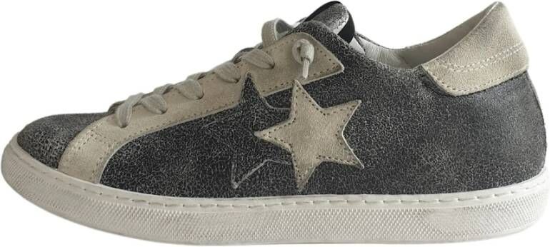 2Star Crackle Effect Lage Sneakers Grijs Mannen