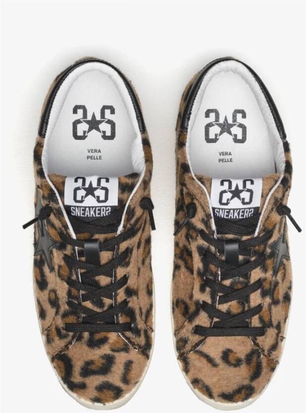 2Star Ecofur Maculato Bruine Sneaker met Zwarte Leren Details