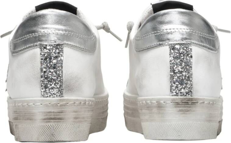 2Star Glitter Zilver Wit Leren Sneakers