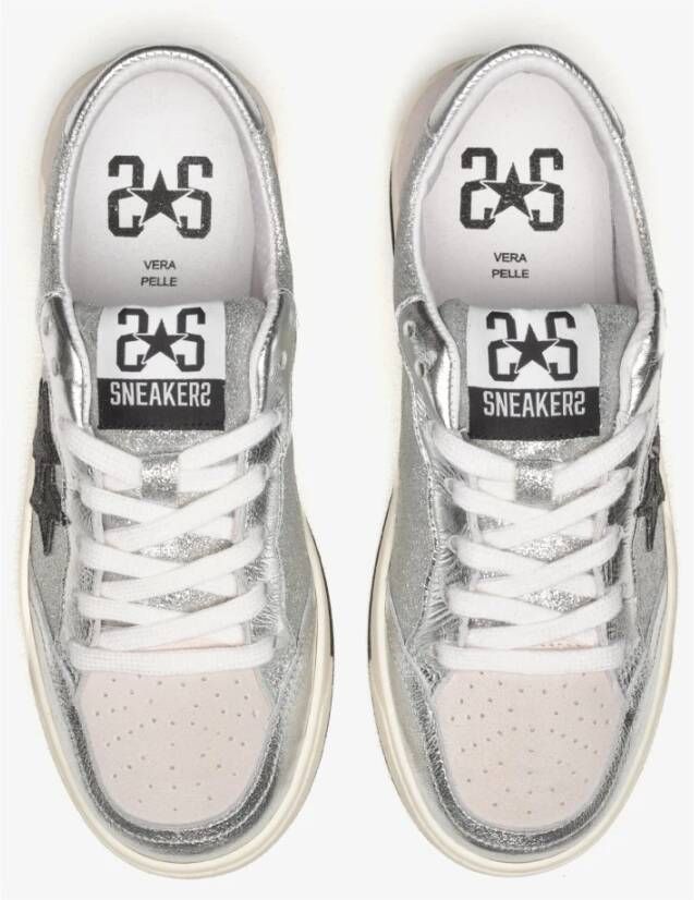 2Star Glitter Zilveren Sneaker met Zwarte Details