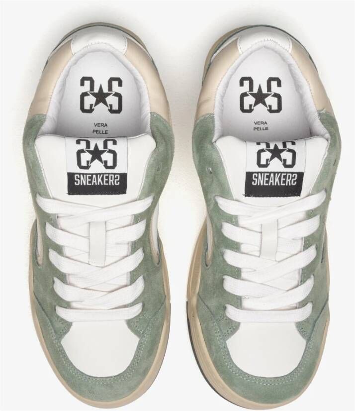 2Star Groene Suède Leren Sneakers met Beige Details