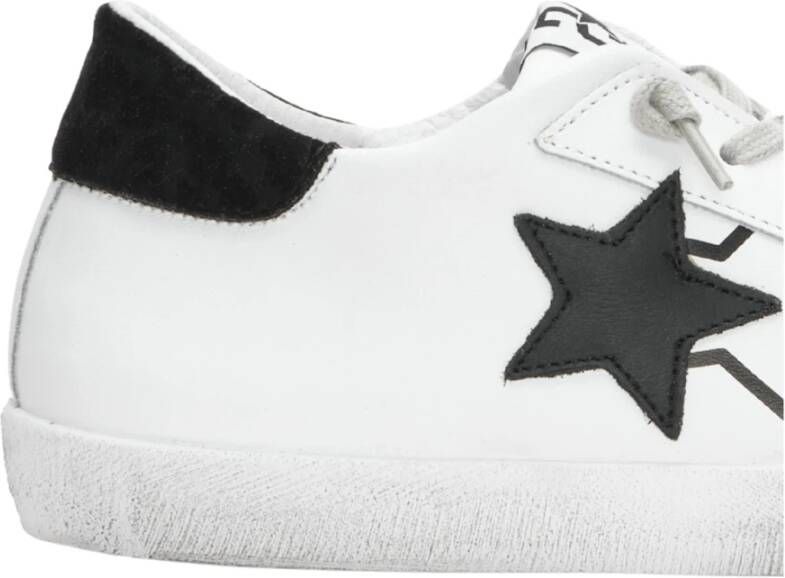 2Star Handgemaakte Italiaanse Leren Sneakers Zwart Wit