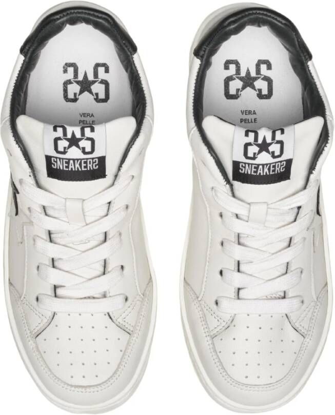 2Star Handgemaakte Italiaanse Leren Sneakers Zwart Wit
