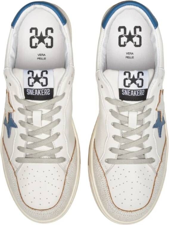 2Star Handgemaakte Italiaanse sneakers wit blauw heren