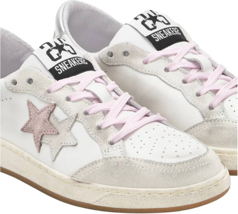 2Star Handgemaakte Italiaanse sneakers wit roze
