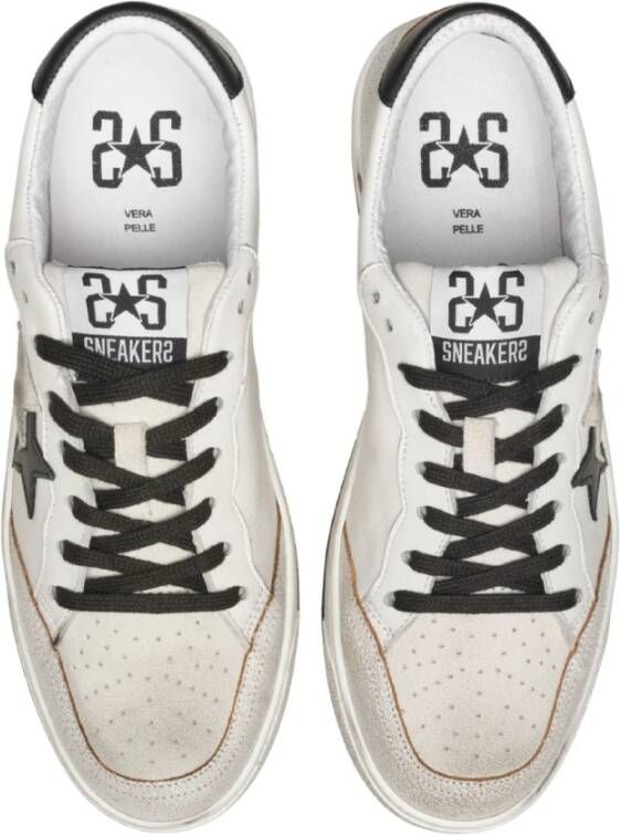 2Star Handgemaakte Italiaanse Sneakers Wit Zwart Mannen