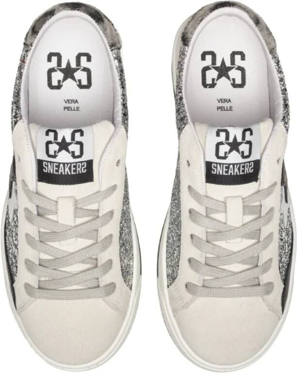 2Star Handgemaakte Italiaanse Sneakers Zilver Wit Luipaard