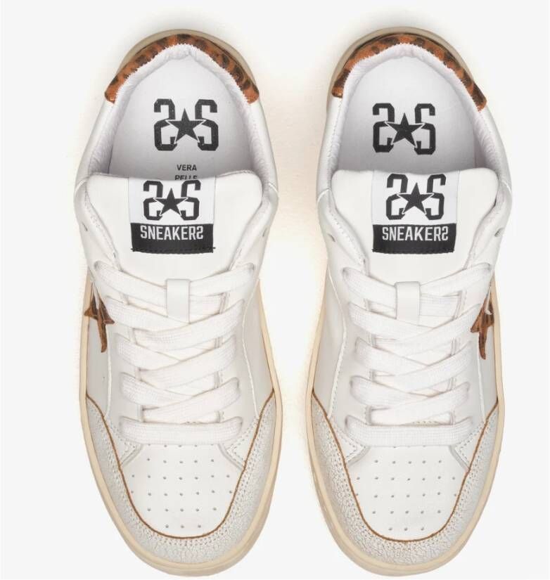 2Star Luipaarddetail Wit Leren Sneaker