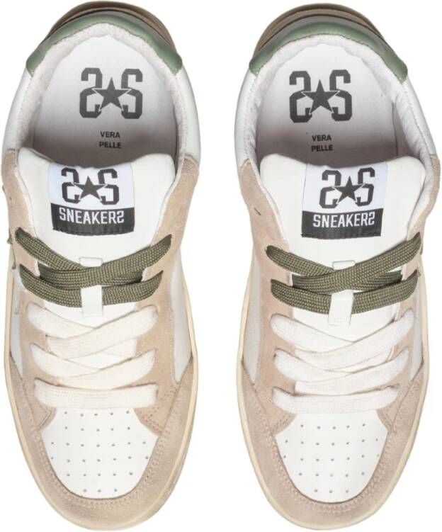 2Star Nieuwe Ster Leren Sneakers Beige Gebruikt Effect