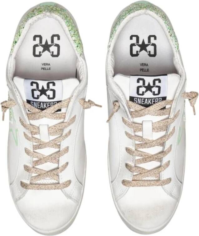2Star Witte Glitter Lage Top Sneakers Vrouwen