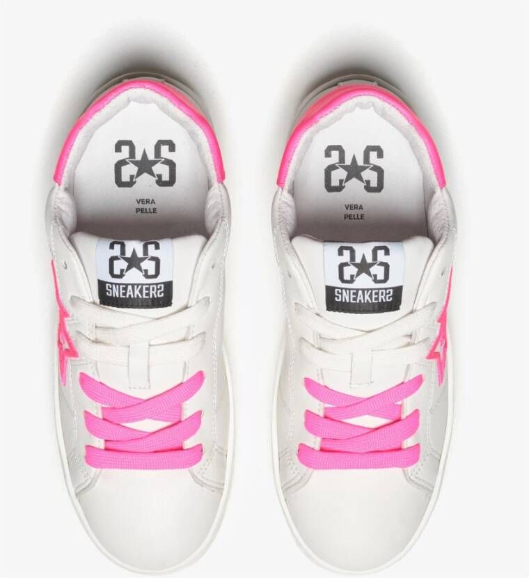 2Star Witte Leren Geborduurde Sneaker