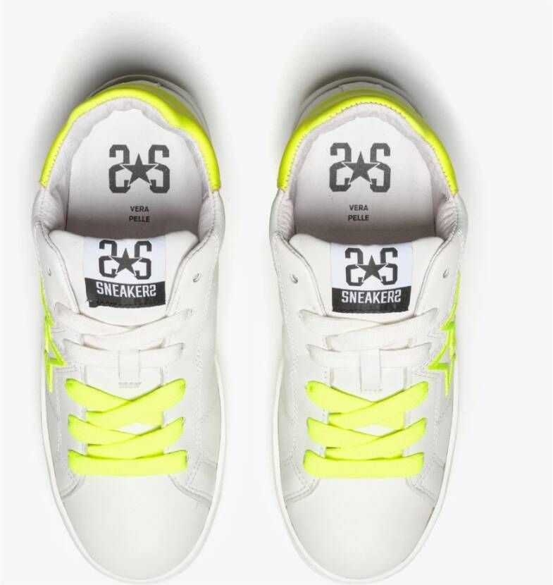 2Star Witte Leren Geborduurde Sneaker