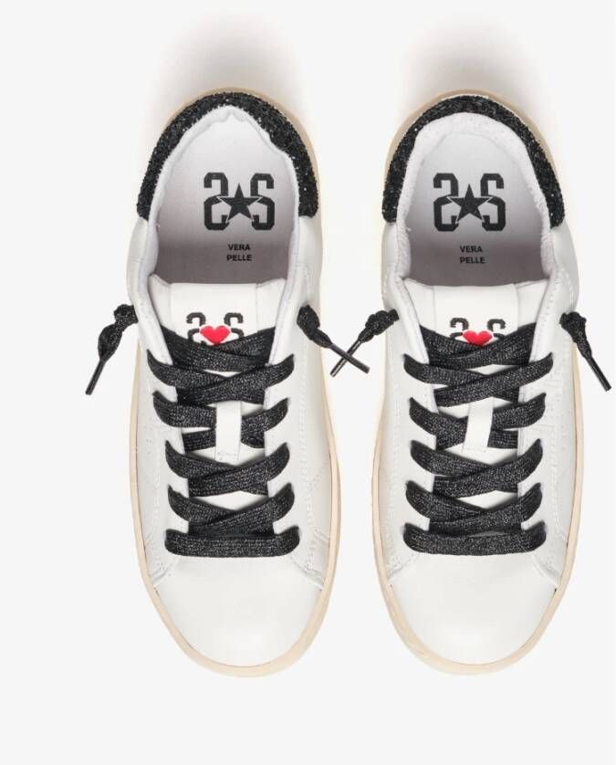 2Star Witte Leren Glitter Sneaker