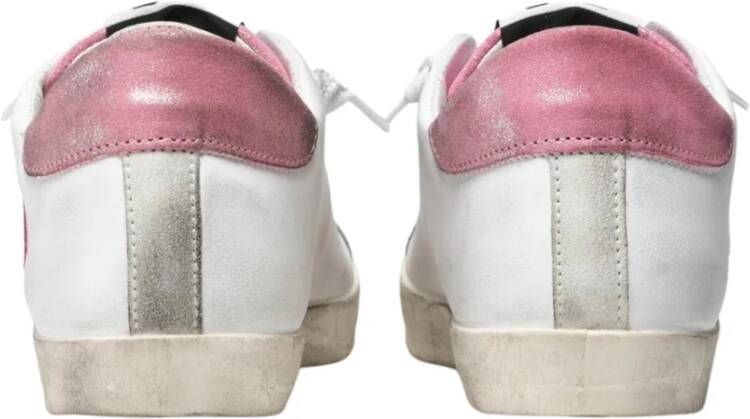 2Star Witte Leren Lage Glitter Sneakers
