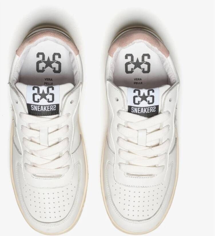 2Star Witte Leren Padel Sneaker met Bruin Suède Detail