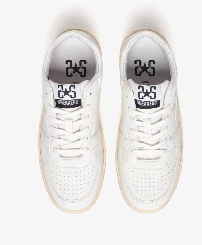 2Star Witte Leren Padel Sneakers met Ivoorzool