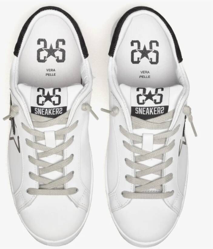 2Star Witte Leren Prime Star Sneakers met Zwarte Leren Details